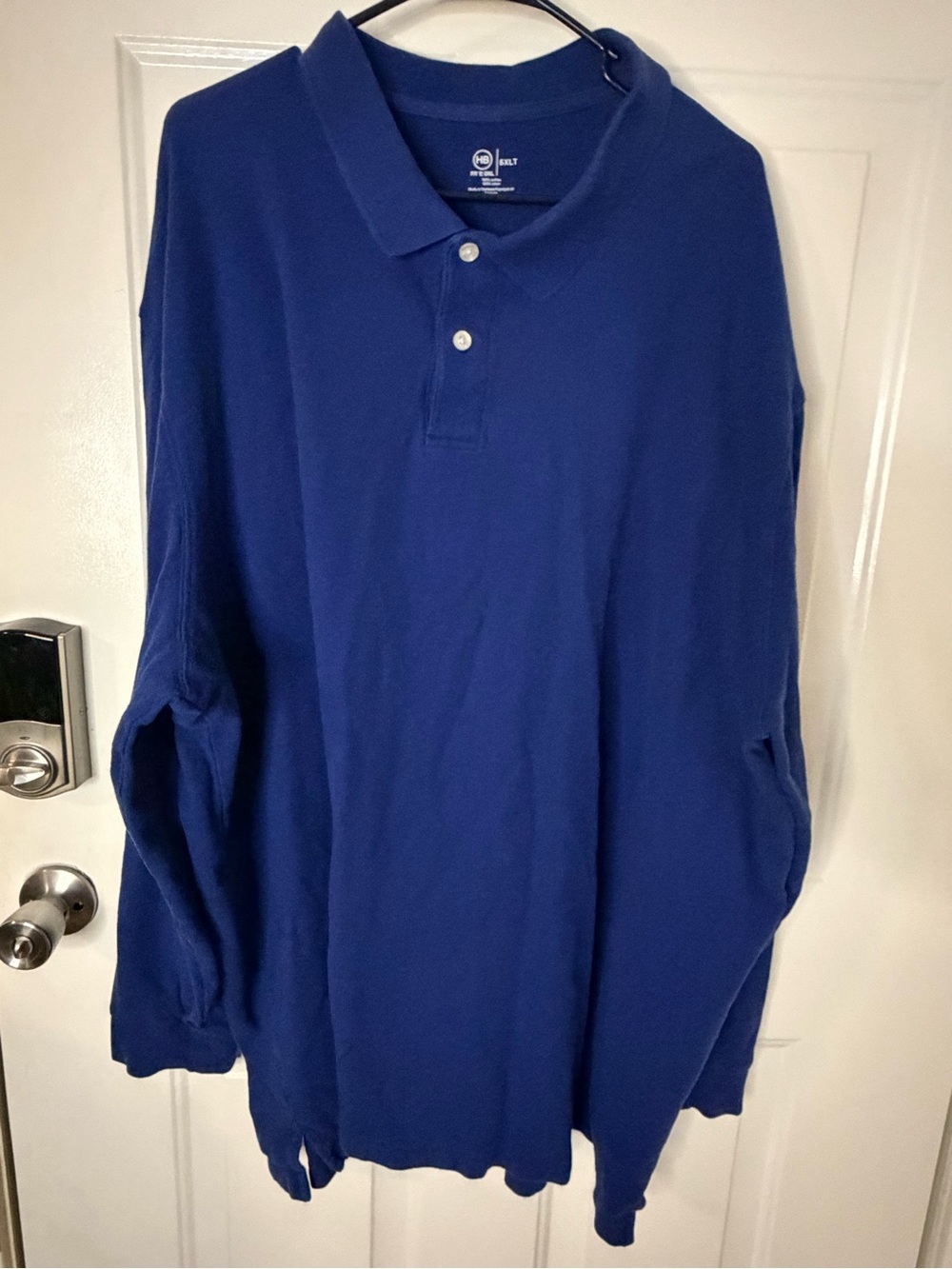 5XLT Men's Long Sleeve Polo Shirt - Blue
